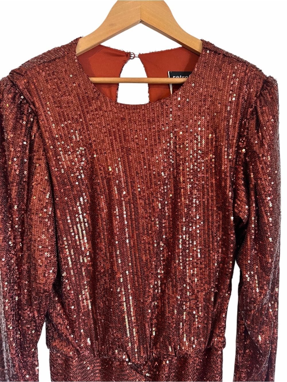 Retrofete Flynn Ruched Sequin mini Dress in Copper - Picture 4 of 7